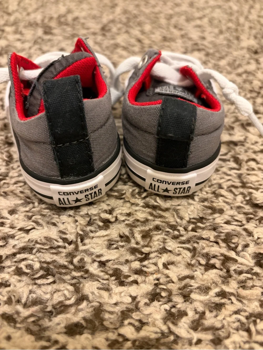 Baby Converse Gray and Red All Star Low-Top Sneakers